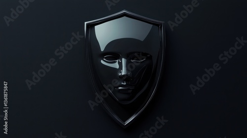 Polished dark shield mask, modern design, 3D render. Possible use Product photography for security software or abstract art Free Download Polished dark shield mask, modern design, 3D render. Possible use Product photography for security software or abstract art - GFXLoad