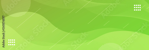 Banner background. colorful, bright green gradation with wave