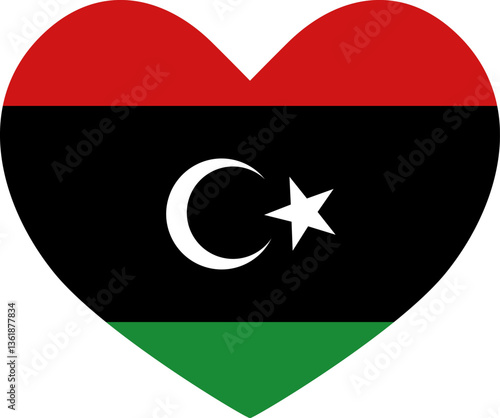 Free Download Libya heart shaped icon flag illustrator national - GFXLoad