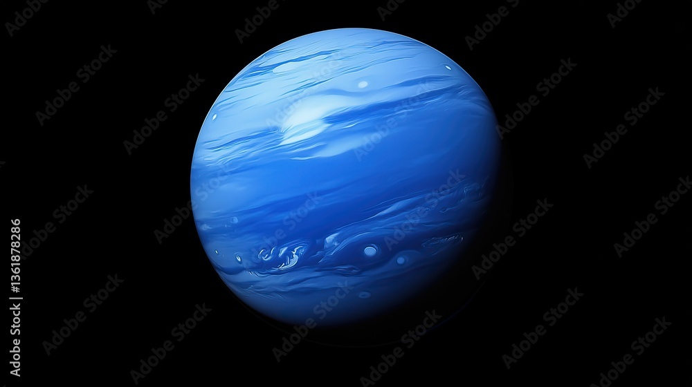 Obraz premium Planet Neptune on solid black background