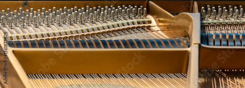 piano strings close up