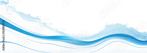 Creative Abstract Blue and White water ocean Motion Background with a Soft Gradient Curve and Text Space for Business and Marketing Graphics
