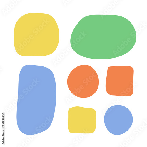 Set of abstract fluid shapes. Organic blobs for messages, deform rectangles and circles. Vector illustration
