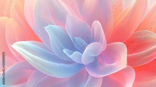 fractal inspired vibrant color art Soft pastel flower petals with gentle gradients.