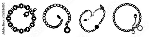 watch chains icon, watch chains silhouette vector illustration-simple silhouette illustration of watch chains, perfect for watch chains logos and icons