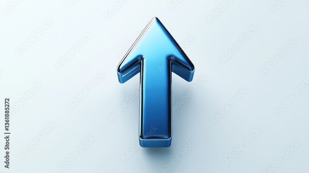 3D rendered blue arrow pointing up on plain background. Use stock photo 3D rendered blue arrow pointing up on plain background. Use stock photo