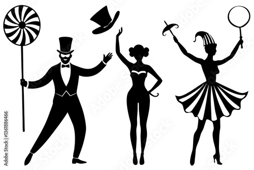 set of Circus Artist silhouette vector illustration