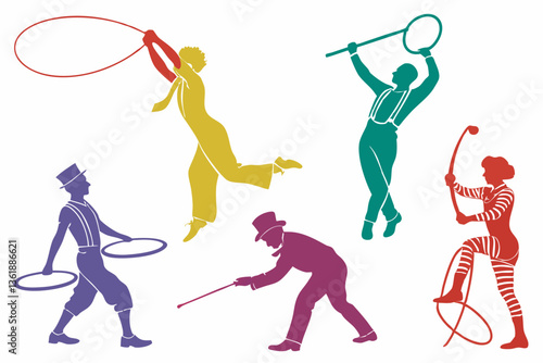 set of Circus Artist silhouette vector illustration