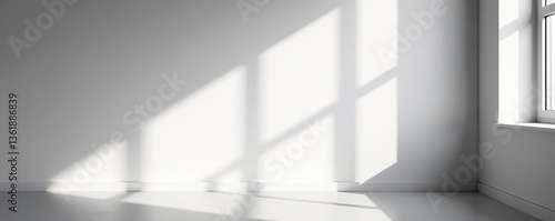 Gray shadow and light blur abstract background on white wall from window, dark grey shadows indoor room, monochrome, shadow overlay effect, backdrop, mockup design,  white wall,  mockup design