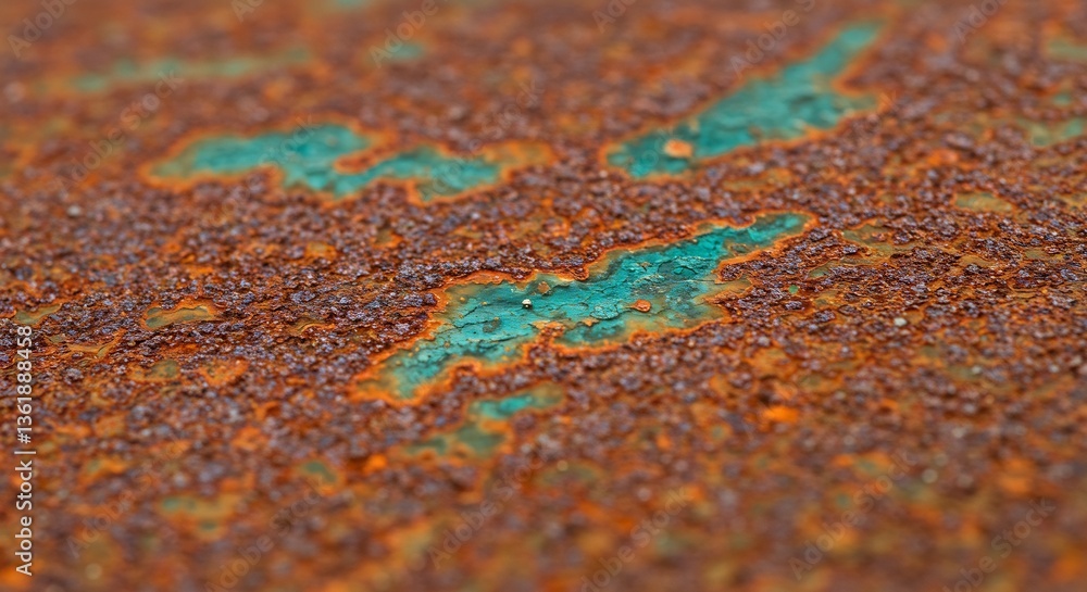 Obraz premium Rustic Metal Texture Rich Teal Patina. AI Generated