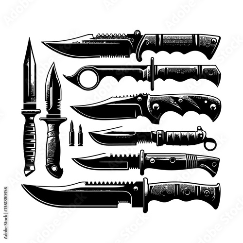 Knife set silhouette vector