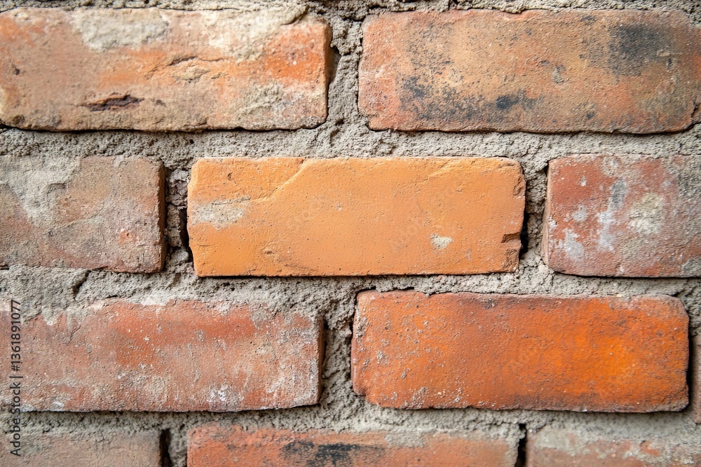 Obraz premium Classic red brick wall showcasing rustic texture and earthy tones in a historic building setting
