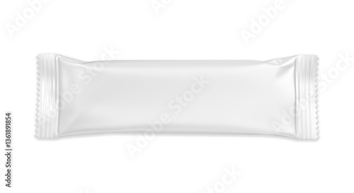 Snack bar packaging mockup on isolated white background, blank mock up template of flow pack, 3d illustration.