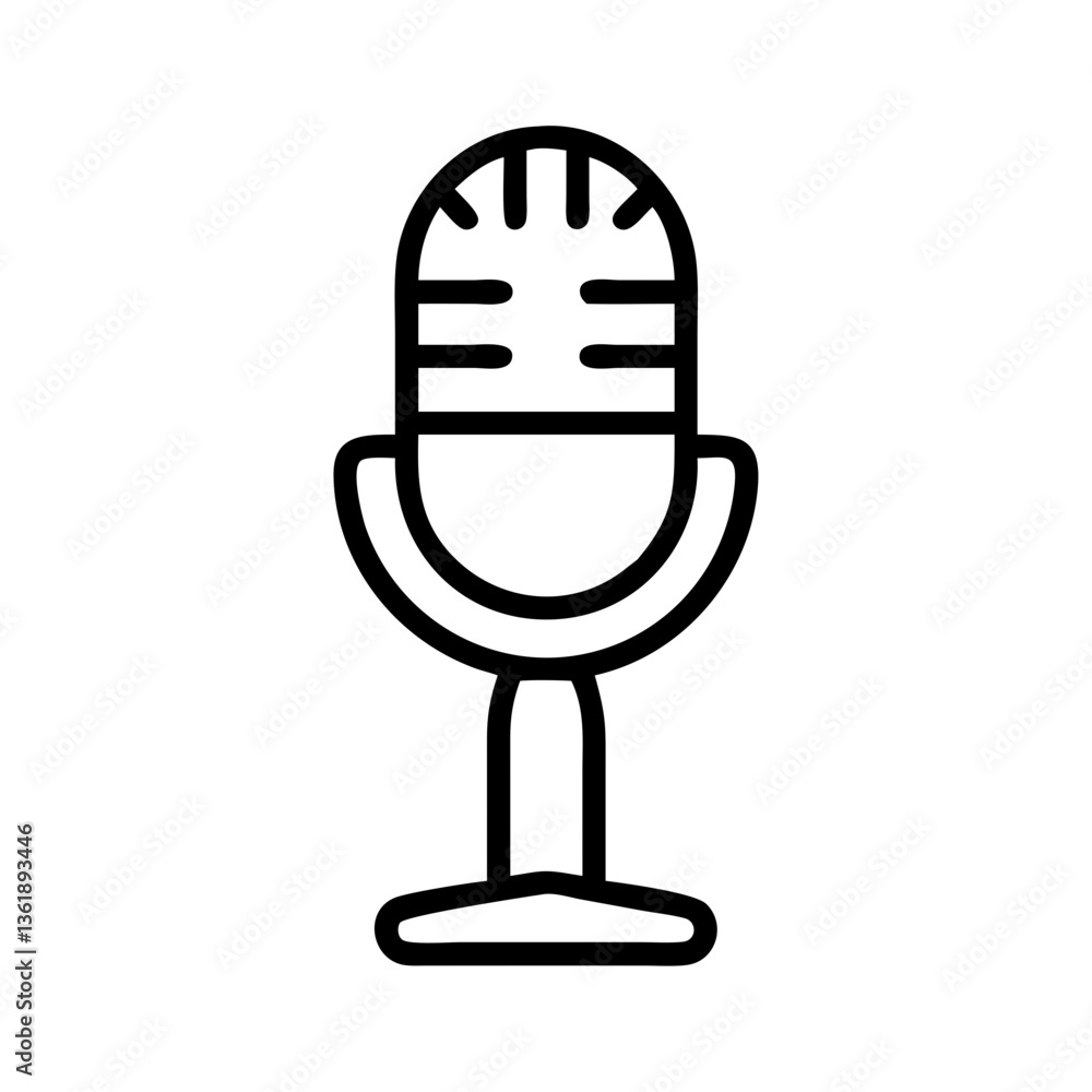 Microphone icon in minimalist style against clear background Microphone icon in minimalist style against clear background