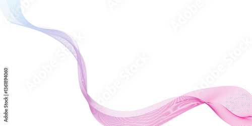 abstract pink wave line abstract background, the wave line is very long and has a lot of detail, abstract Pink Wave Pattern on White background for technology and design.