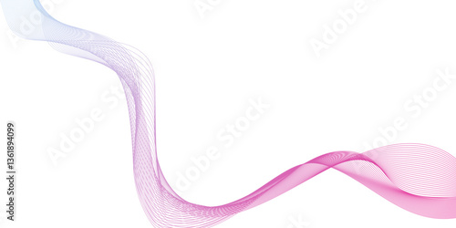 abstract pink wave line abstract background, the wave line is very long and has a lot of detail, abstract Pink Wave Pattern on White background for technology and design.