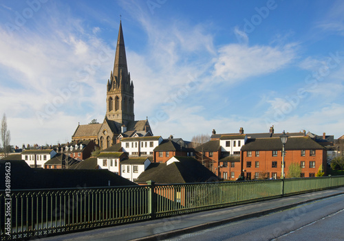 Obraz na płótnie Skyline of Exeter with spire of the church of St Michael at sunrise w salonie