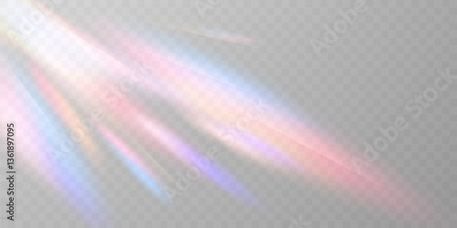 Light effect and zigzag ribbon falling from above on a beam of light, tinsel vector