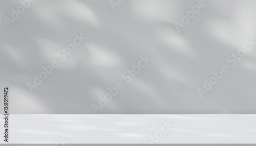 Background White Wall Studio Room with Light,Shadow on Table Top,Grey Backdrop for Spring,Summer product presentation,Empty 3D Display Kitchen Room with Stand for Web Banner in Autumn,Fall Season