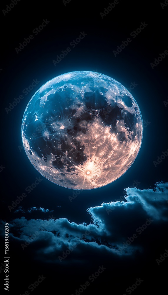 Obraz premium Full Moon Above Clouds