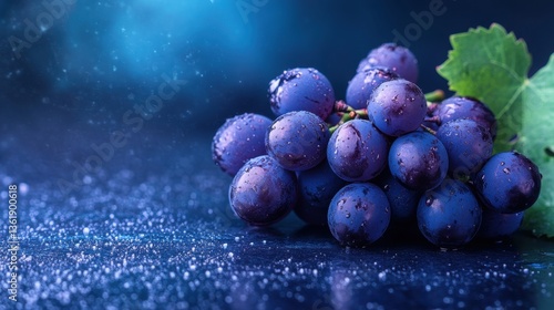 Wallpaper Mural Fresh and Juicy Grapes with Water Droplets on Dark Blue Background Perfect for Healthy Lifestyle and Culinary Concepts in Vibrant Colors Torontodigital.ca