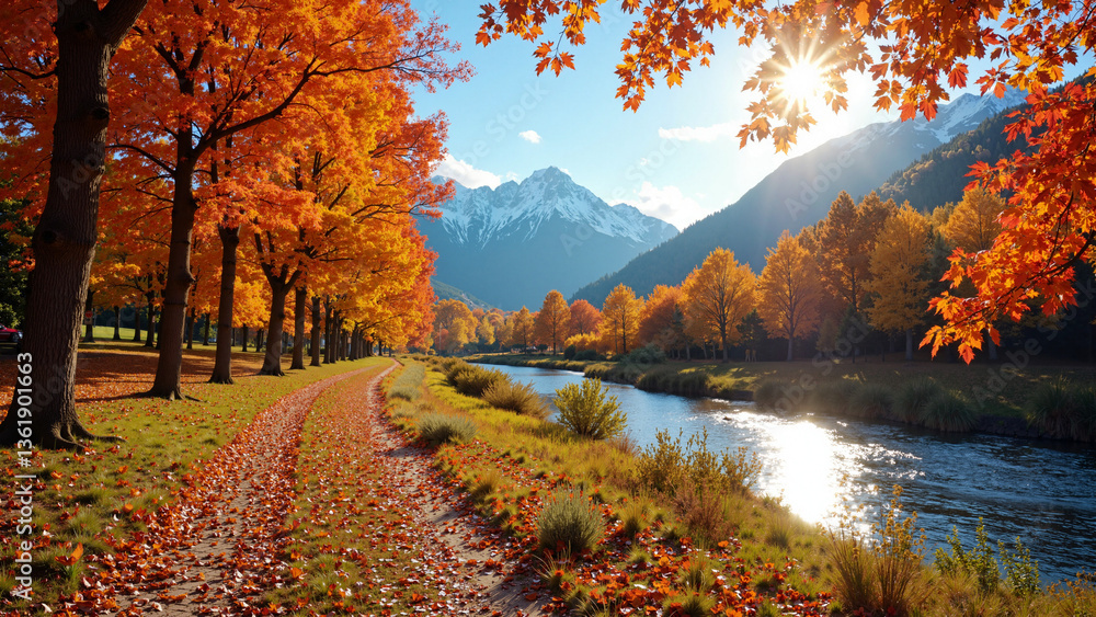 Vibrant Autumn Landscape Isolated on Transparent Background for Marketing Outdoor Recreation and Eco-Tourism Vibrant Autumn Landscape Isolated on Transparent Background for Marketing Outdoor Recreation and Eco-Tourism