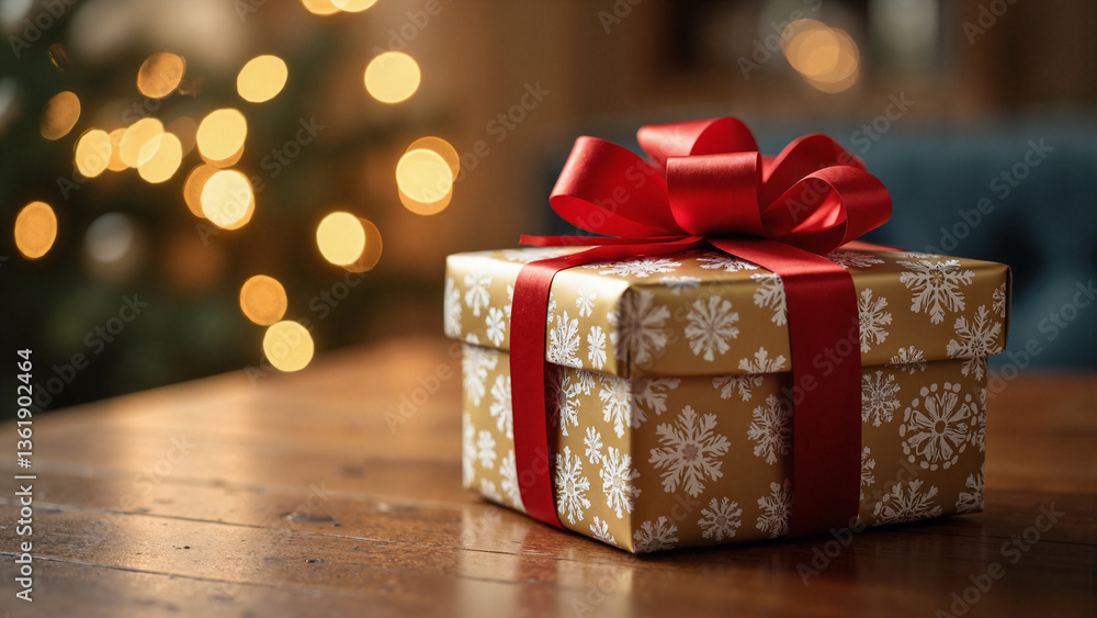 Luxurious Gift Box Wrapped in Gold with Red Ribbon Isolated on Transparent Background for Holiday Marketing and Celebrations Luxurious Gift Box Wrapped in Gold with Red Ribbon Isolated on Transparent Background for Holiday Marketing and Celebrations