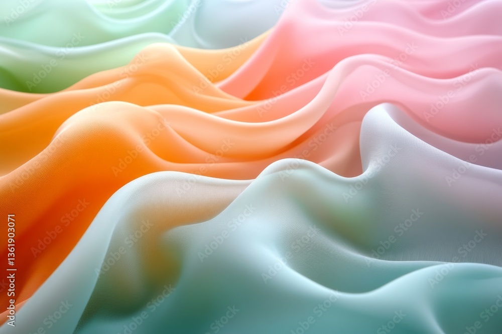 Obraz premium Flowing fabric in soft pastel colors creates a serene and calming visual experience
