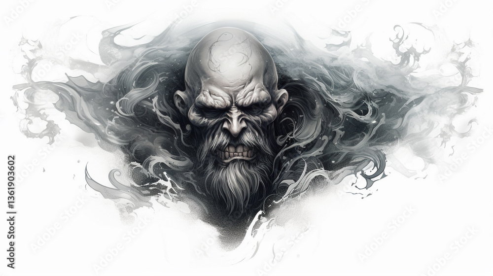 Fototapeta premium tribal tattoo face head vector illustration of an abstract human vector illustration of a scary zombie
