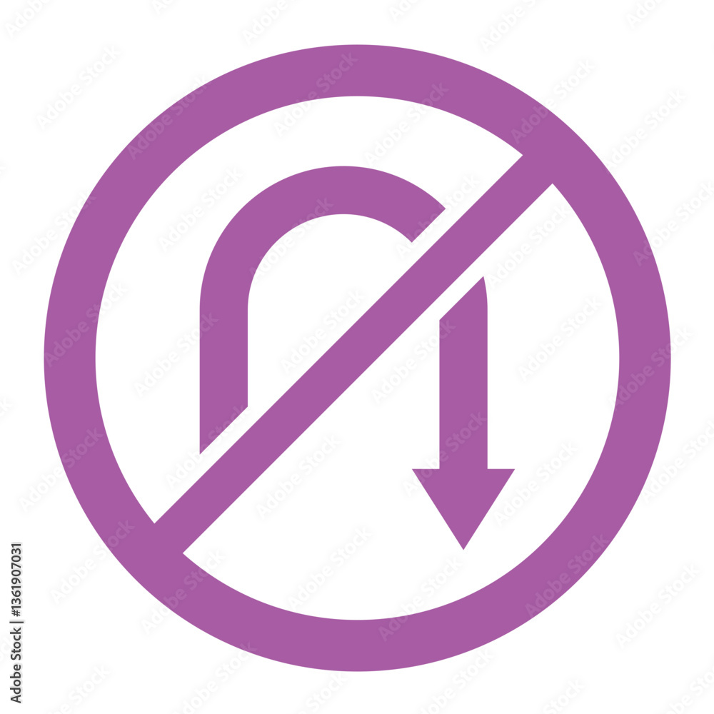 No u turn Vector Icon Design Illustration No u turn Vector Icon Design Illustration