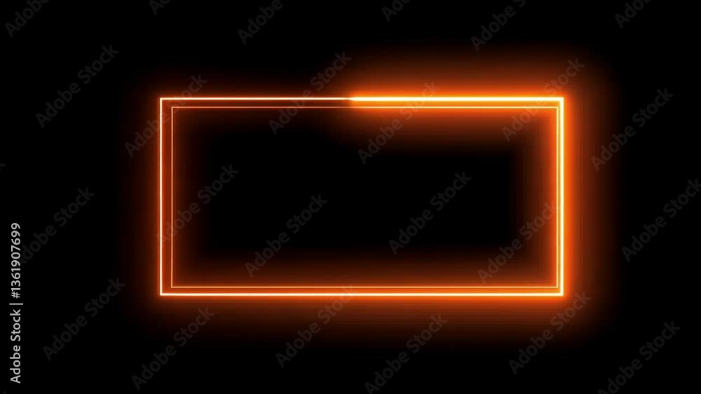 Abstract Neon Orange Rectangle Frame on Black Background Abstract Neon Orange Rectangle Frame on Black Background
