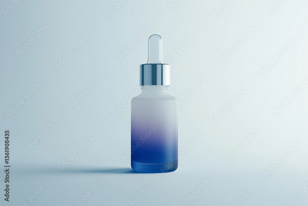 Minimalist skincare serum dropper bottle with soft gradient glass, sleek and modern, white background Minimalist skincare serum dropper bottle with soft gradient glass, sleek and modern, white background