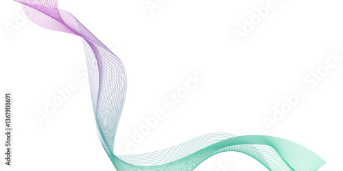abstract blue or pink waves isolated on white background, abstract wavy lines pattern background, corner line mesh wave gradient design element vector.