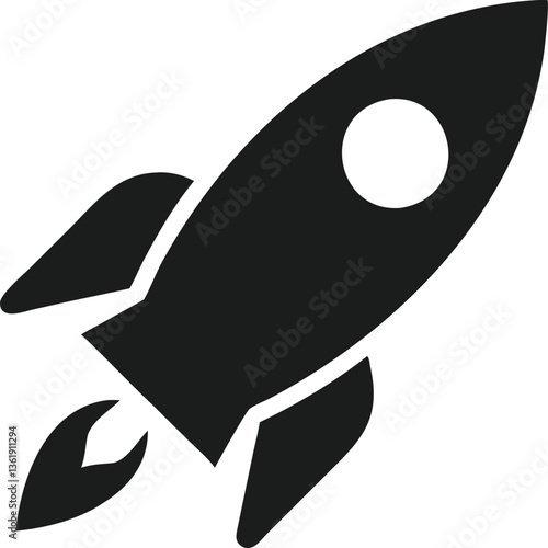 Rocket or spaceship silhouette vector