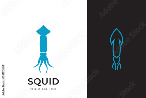 squid logo silhouette design, simple squid logo