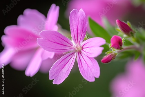 Viscaria Flower. Isolated Pink Blooming Wildflower with Sticky and Clammy Petals