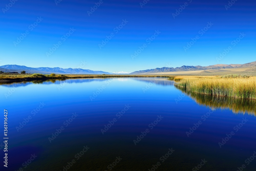 Fototapeta premium Washoe County. Nevada Natural Scenic View at Duffurena Pond Number 20, Sheldon National Wildlife Refuge