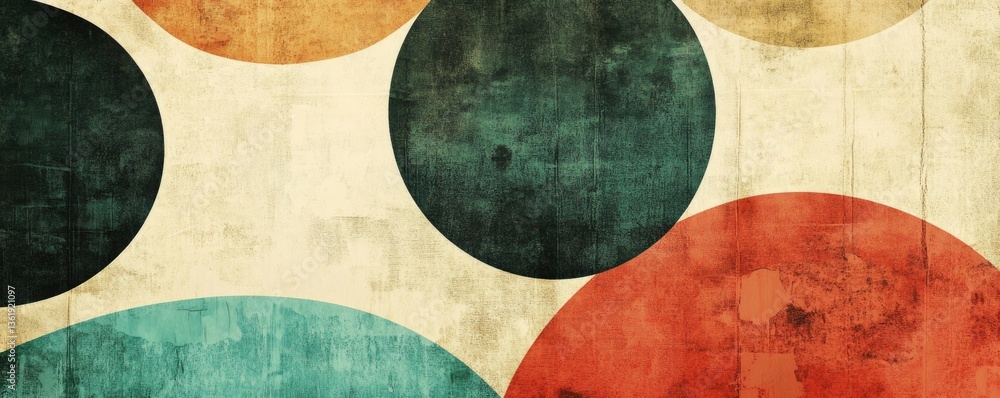 A layered and decorative surface combining geometric elements with retro hues. A layered and decorative surface combining geometric elements with retro hues.