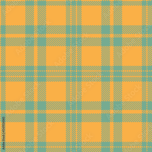 Bright Butterscotch and Pale Grey Teal Seamless Tartan Textile Design