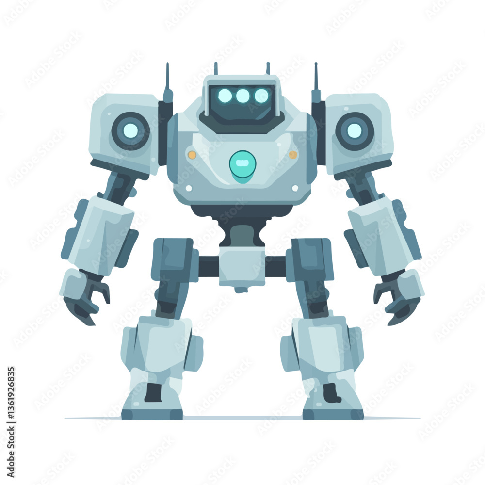 2D flat vector illustration Mecha warrior robot icon isolated on a white background.
2D flat vector illustration Mecha warrior robot icon isolated on a white background.