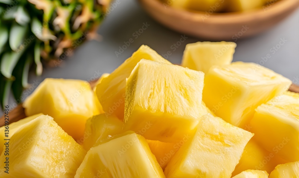 delicious pineapples sliced in cubes, Generative AI delicious pineapples sliced in cubes, Generative AI