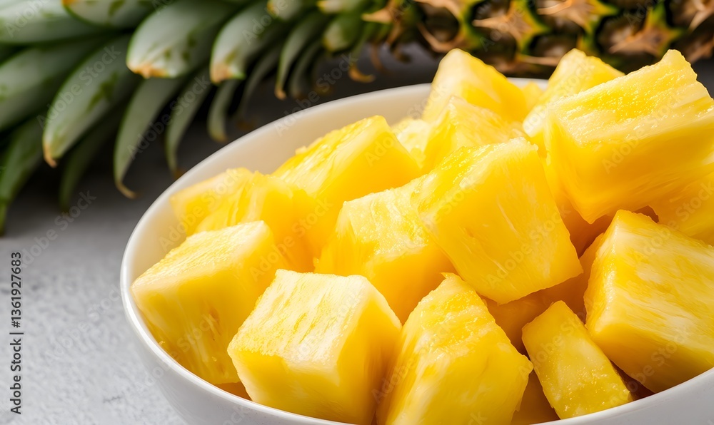 delicious pineapples sliced in cubes, Generative AI delicious pineapples sliced in cubes, Generative AI