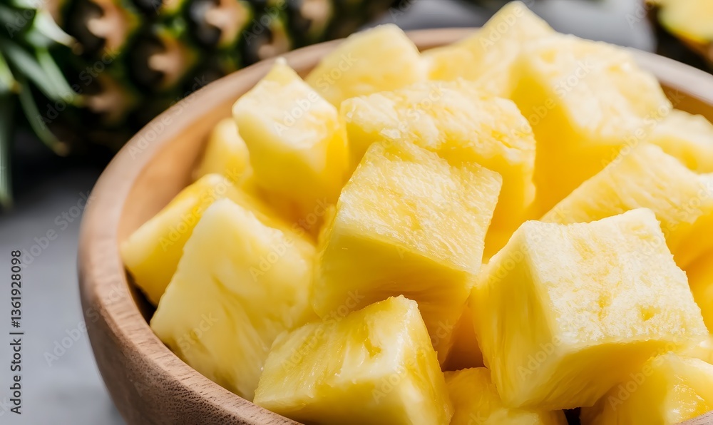 delicious pineapples sliced in cubes, Generative AI delicious pineapples sliced in cubes, Generative AI