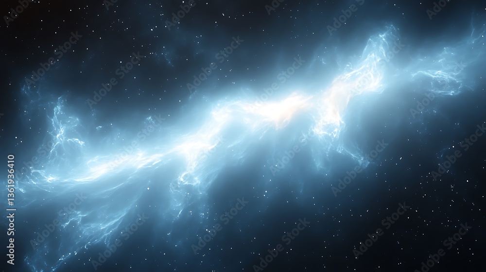 Fototapeta premium Glowing blue energy plasma in space.