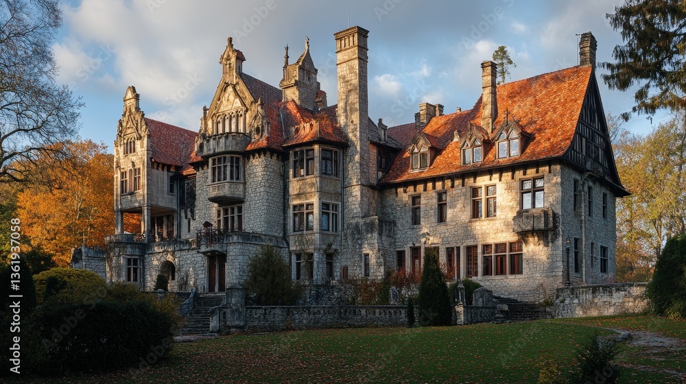 Naklejka premium Some castles have a rich connection to local folklore, with stories of legendary heroes, princesses, and haunted halls passed down through generations