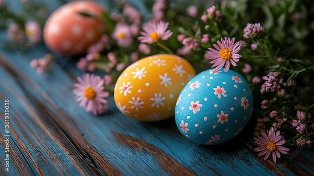 Obraz premium easter eggs,flowers