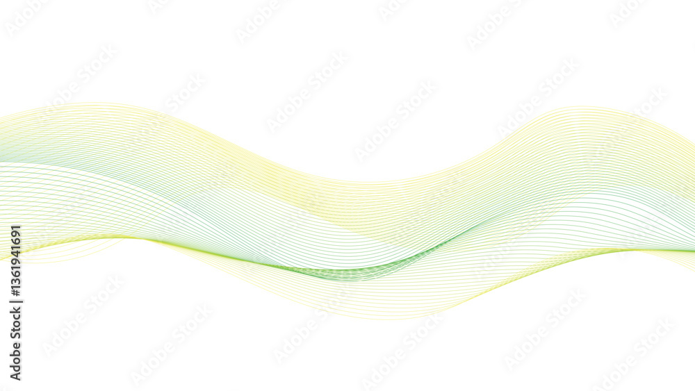 Abstract Green and Yellow Wavy Lines on White Background Abstract Green and Yellow Wavy Lines on White Background