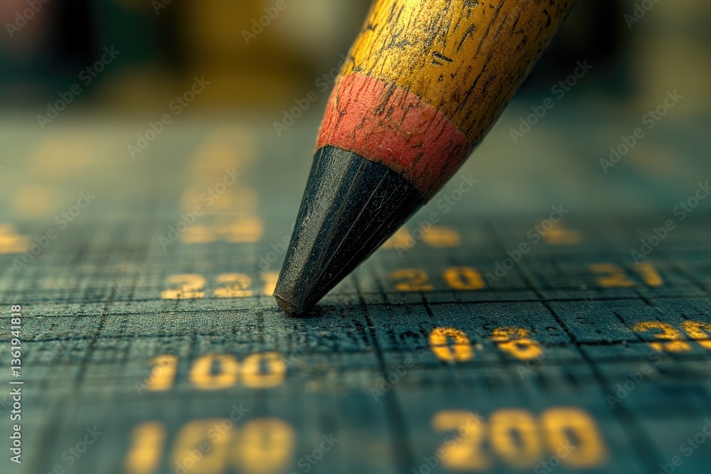 A detailed close up shot of a sharpened pencil and surface