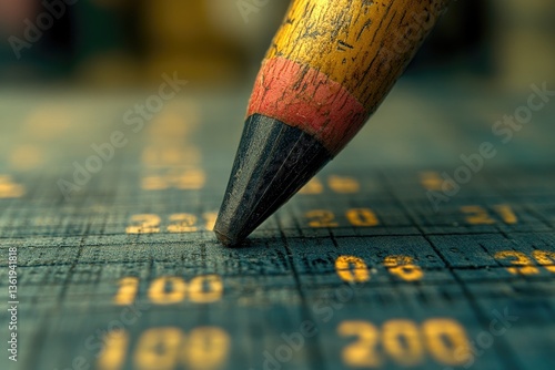 A detailed close up shot of a sharpened pencil and surface