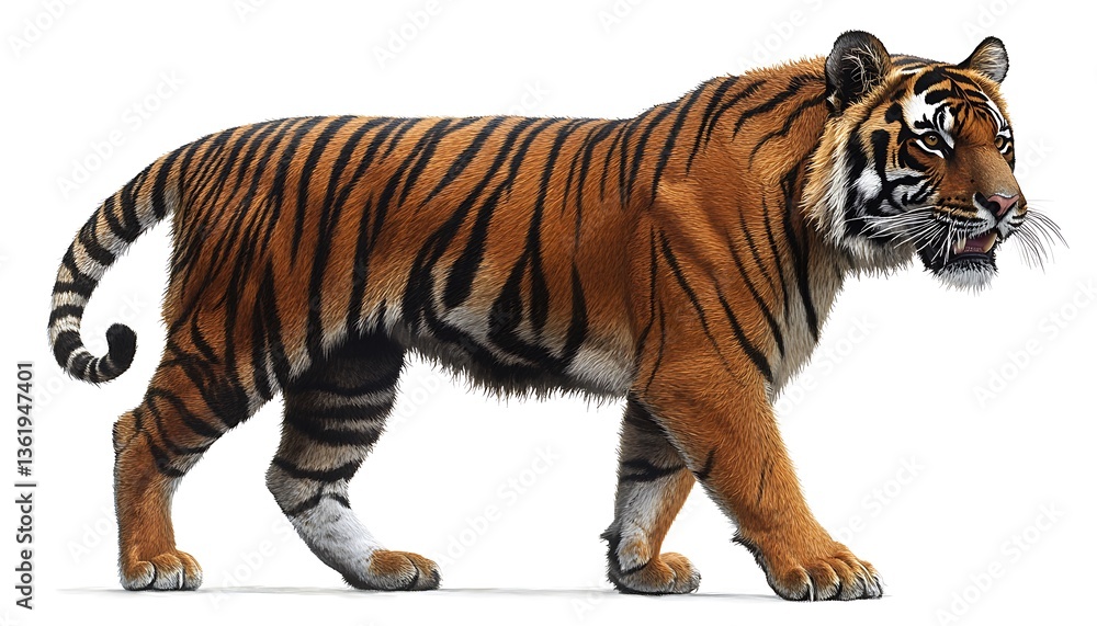 Obraz premium Tiger Profile on White Background